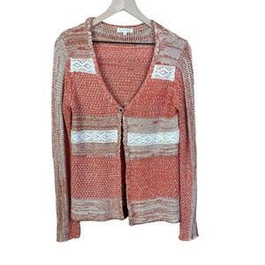 Hem & Thread Large Mix Media Cardigan Patchwork Grandmacore Lightweight Neutral